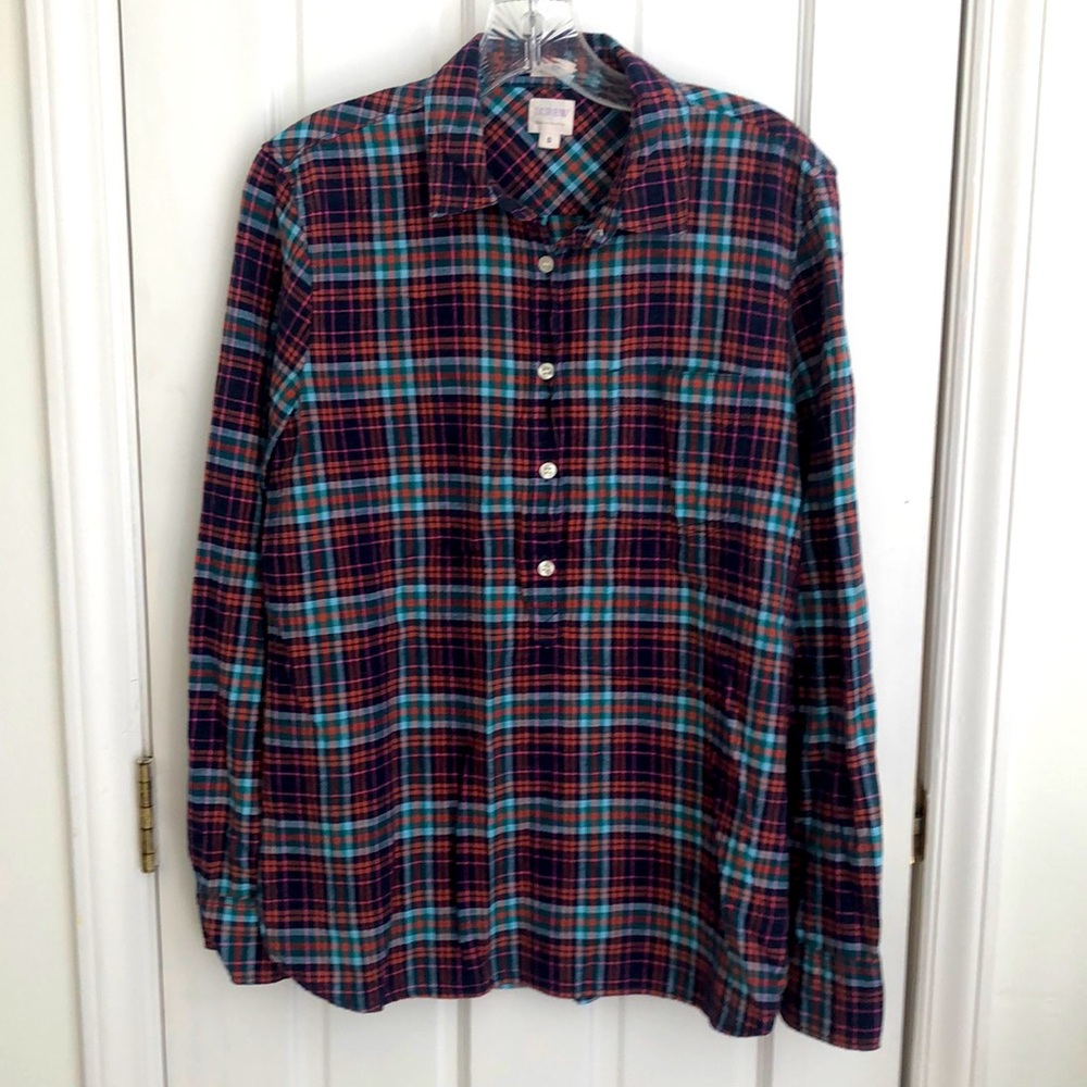 J. Crew Madras Boyfit popover S